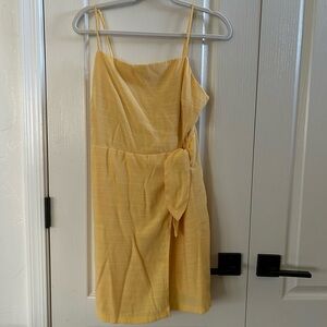 Yellow Sleeveless Faux-wrap Dress